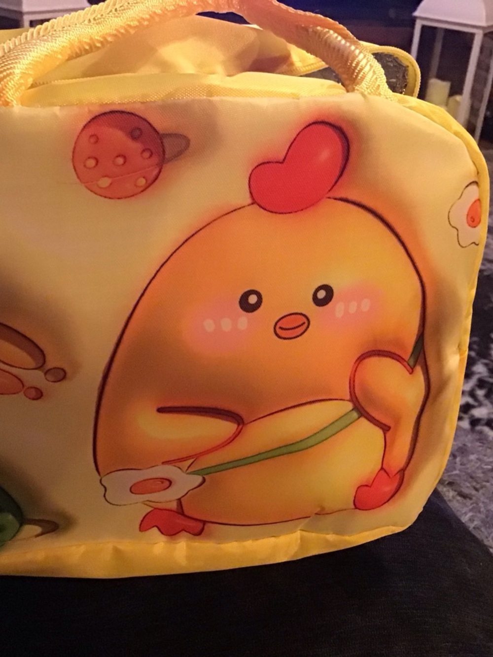 Cute Yellow Chicken Lunch Bag with Heart Crest